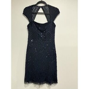Adrianna Papell Dress Womens 10‎ Black Beaded Sequin Cocktail Party Sheath